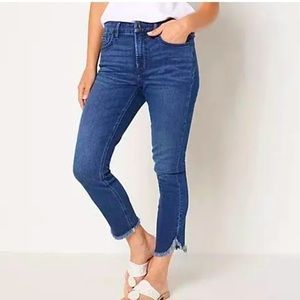 7 for all Mankind skinny mid rise with frayed ankle